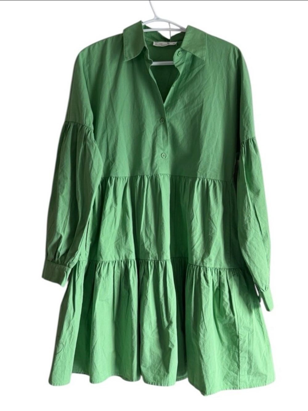Oak + Fort pistachio Green Tiered mini Dress, Size Small, NWOTS - Picture 3 of 9